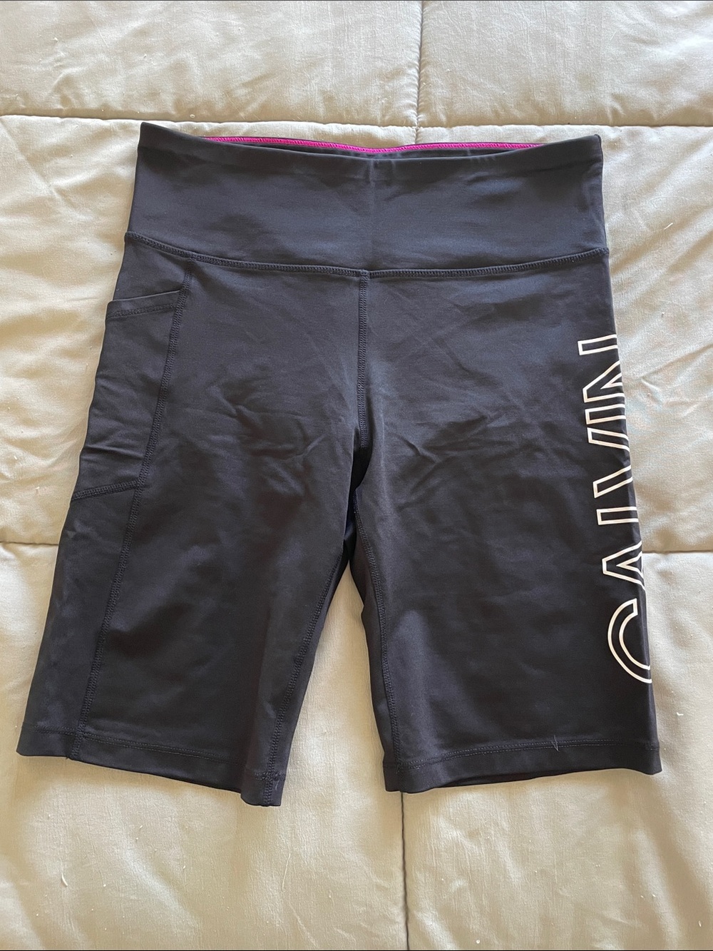 Calvin Klein Black High-Waist Active Bike Shorts with Side Pocket